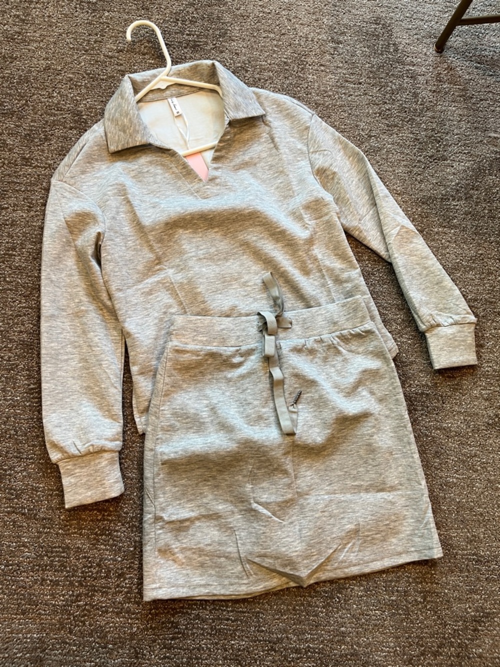 Gray Pullover top and skort set